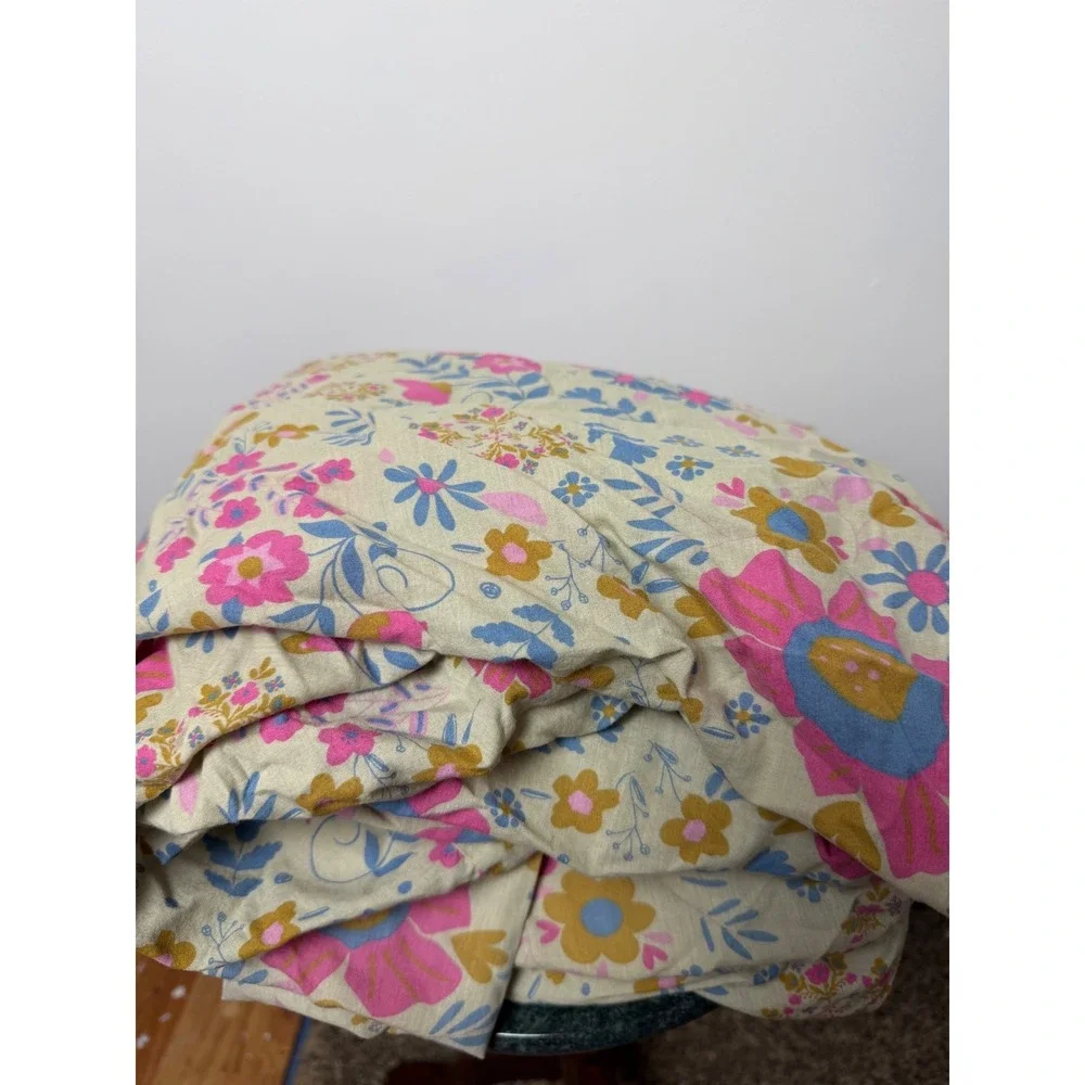 Natural Life Set (2) Twin Floral Fitted Bed Sheets 100% cotton boho maximalist